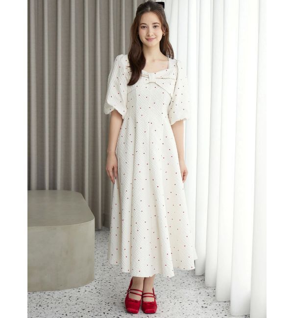 CALNAMUR「ハートプリントリボンワンピース」|ワンピース|