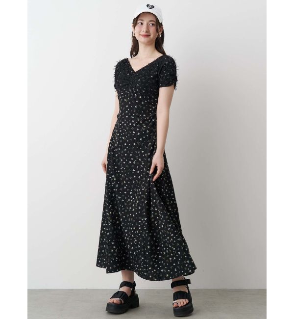 CALNAMUR「TULLE LAYERED FLOWER OP/チュールレイヤードフラワーワンピース」|ワンピース|