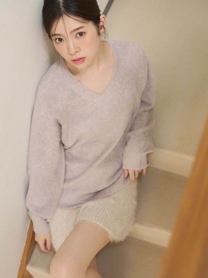 SNIDEL HOME「Vネックニット&times;ショートパンツセットアップ」|ルームウェア|