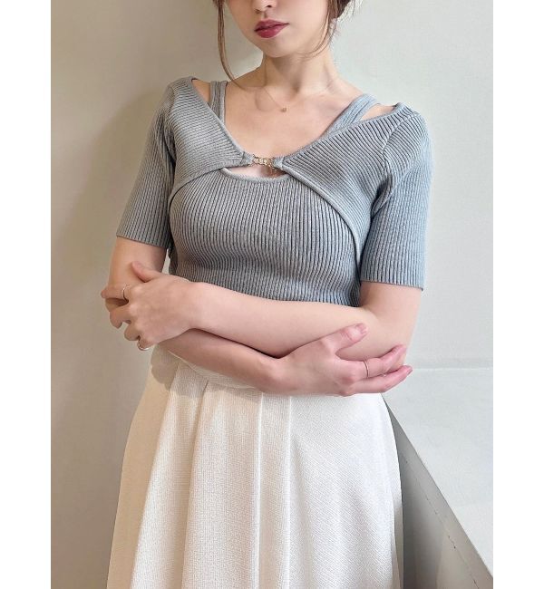 RESEXXY「GOLDパーツリブニットトップス」|ニット・セーター|