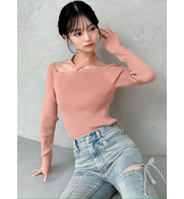 RESEXXY「フロントクロスリブニットプルオーバー」|ニット・セーター|