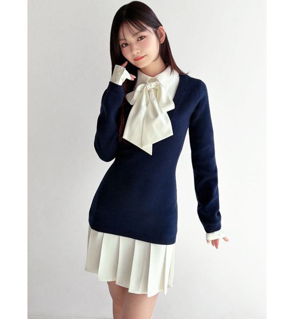 RESEXXY「シャツドッキングニットワンピース」|ワンピース|