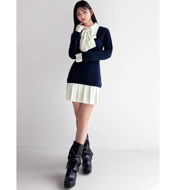 RESEXXY「シャツドッキングニットワンピース」|ワンピース|