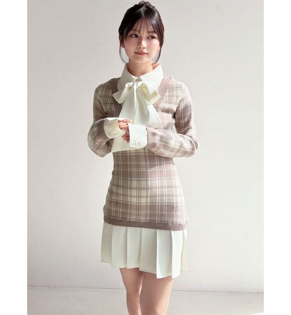 RESEXXY「シャツドッキングニットワンピース」|ワンピース|