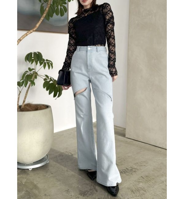 dazzlin「スリットフレアデニムパンツ」|デニム|