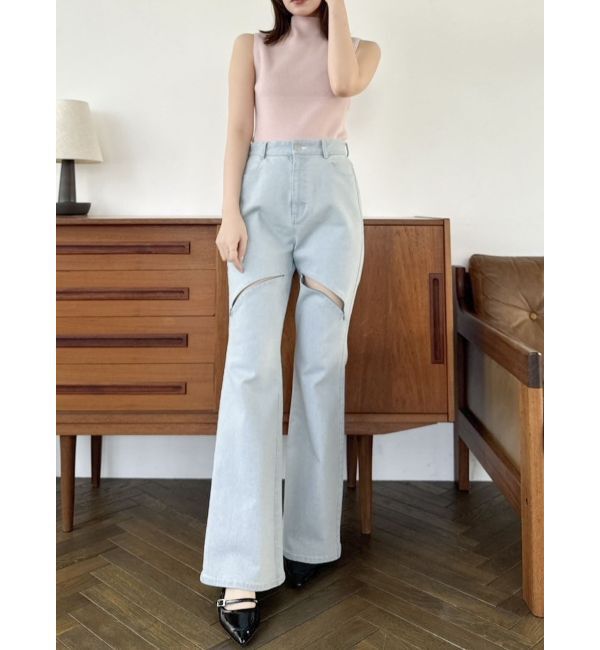 dazzlin「スリットフレアデニムパンツ」|デニム|