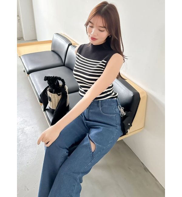 dazzlin「スリットフレアデニムパンツ」|デニム|