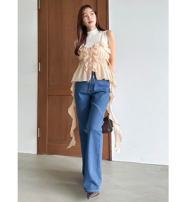 dazzlin「スリットフレアデニムパンツ」|デニム|