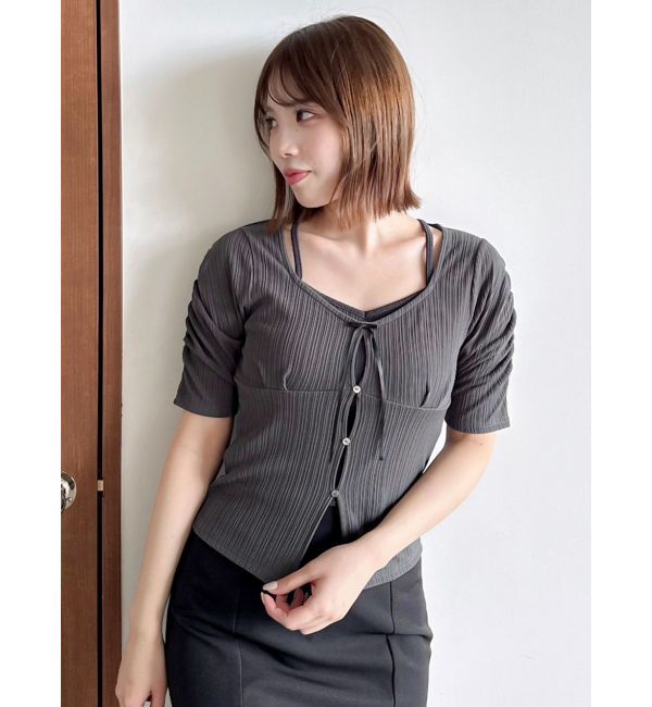 dazzlin「カーデタイトリボンカットトップス」|Tシャツ・カットソー|