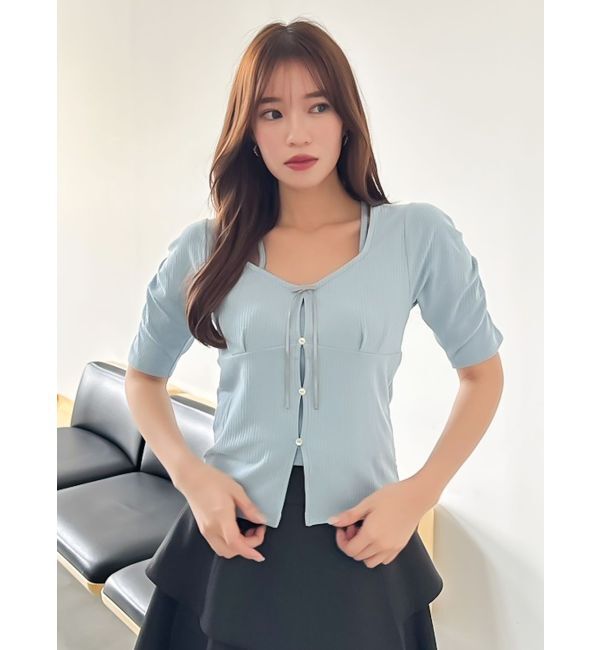 dazzlin「カーデタイトリボンカットトップス」|Tシャツ・カットソー|