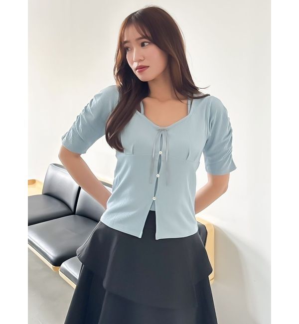 dazzlin「カーデタイトリボンカットトップス」|Tシャツ・カットソー|