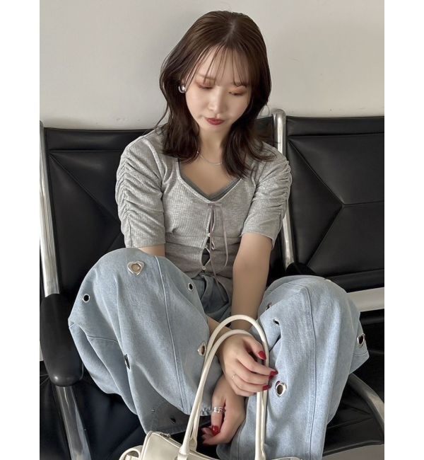 dazzlin「カーデタイトリボンカットトップス」|Tシャツ・カットソー|