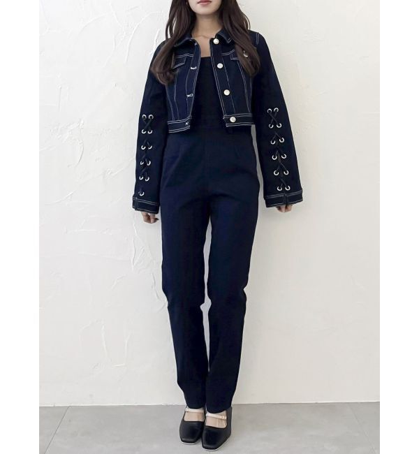 dazzlin「スリムデニムベアロンパース」|ワンピース|