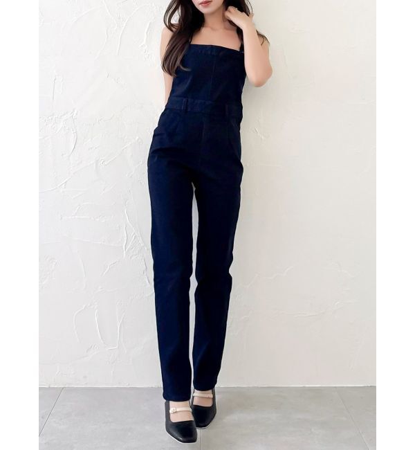 dazzlin「スリムデニムベアロンパース」|ワンピース|インディゴ