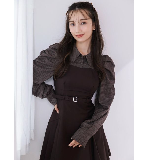 dazzlin「【追加生産分】長袖レイヤードシャツミニワンピース」|ワンピース|