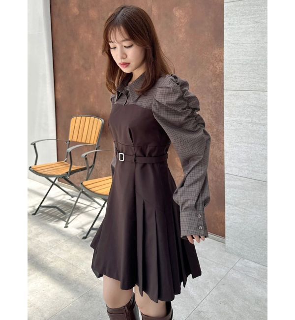 dazzlin「【追加生産分】長袖レイヤードシャツミニワンピース」|ワンピース|