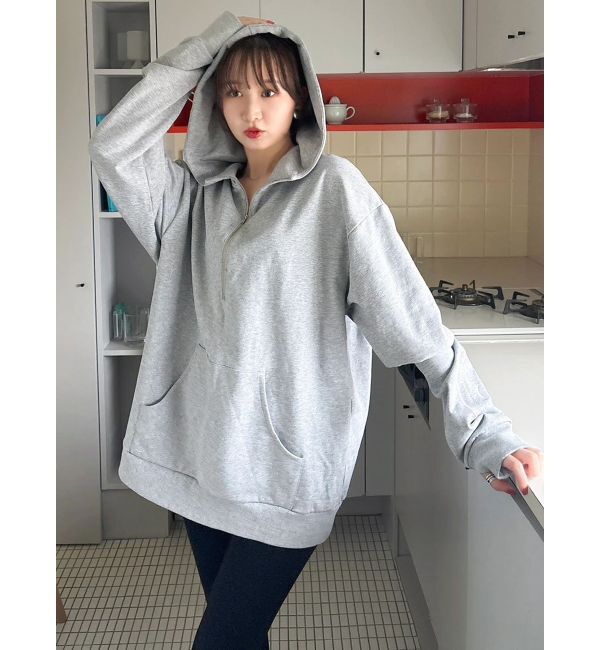 dazzlin「【吉田朱里】ストーンアートハーフジップフーディ」|パーカー|