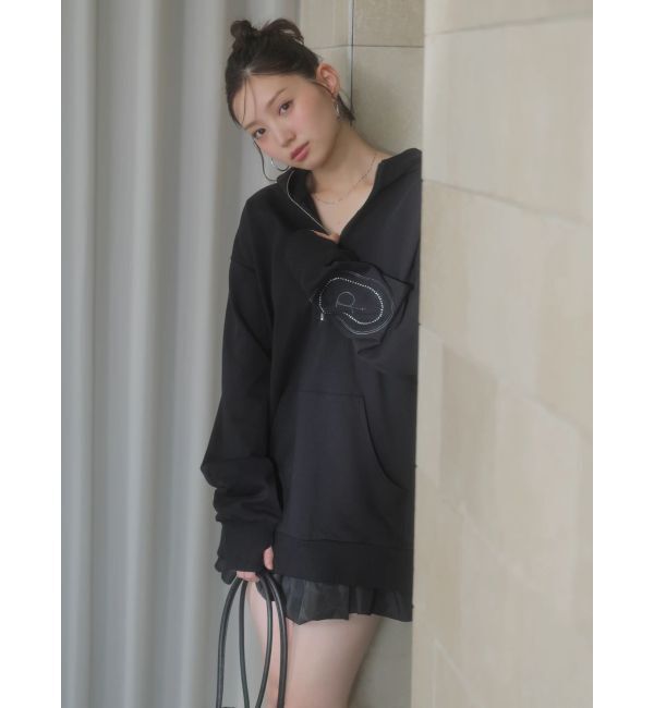 dazzlin「【吉田朱里】ストーンアートハーフジップフーディ」|パーカー|