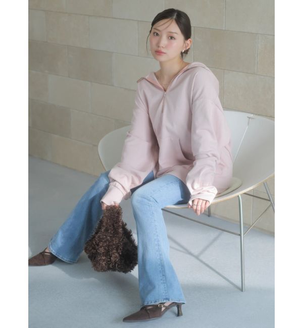 dazzlin「【吉田朱里】ストーンアートハーフジップフーディ」|パーカー|ピンク
