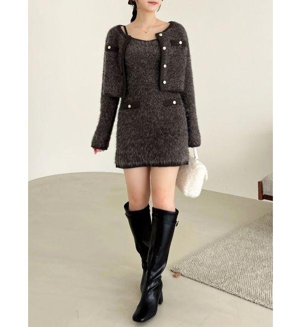 dazzlin「【セット対応】ヘアリーニットミニワンピース」|ワンピース|