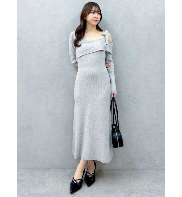 dazzlin「【WEB限定】ワンショルリボンニットワンピース」|ワンピース|