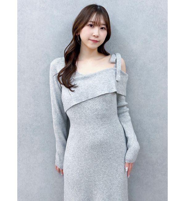 dazzlin「【WEB限定】ワンショルリボンニットワンピース」|ワンピース|