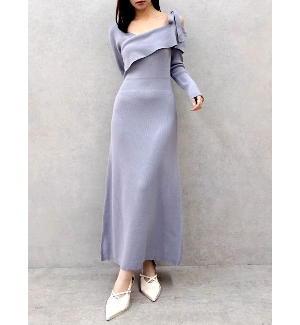 dazzlin「【WEB限定】ワンショルリボンニットワンピース」|ワンピース|
