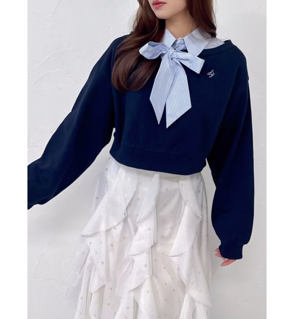 dazzlin「ボウタイシャツレイヤードスウェット」|スウェット・ジャージ|