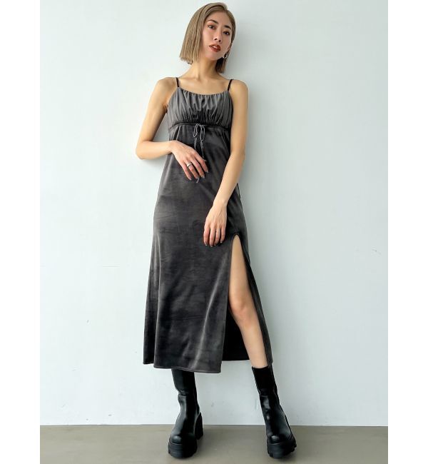 EMODA「ギャザースリットベロアワンピース」|ワンピース|