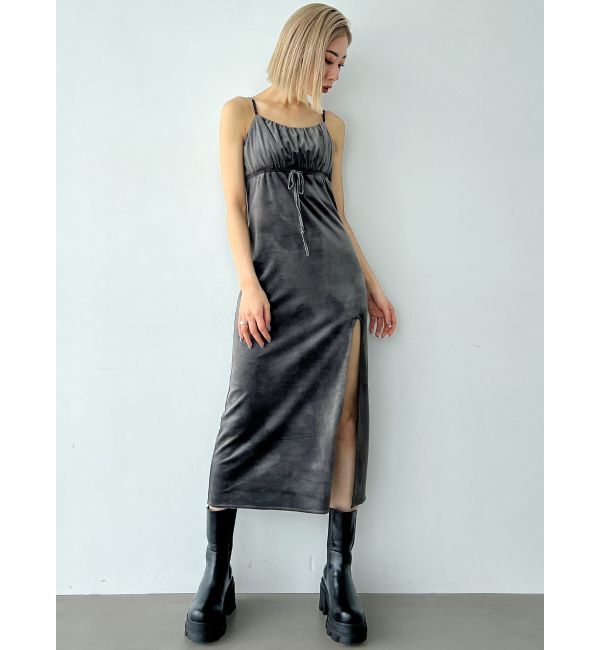 EMODA「ギャザースリットベロアワンピース」|ワンピース|