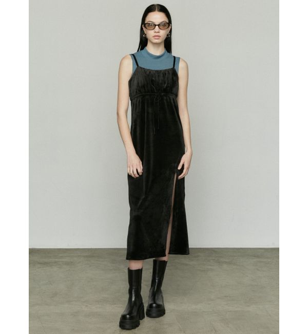 EMODA「ギャザースリットベロアワンピース」|ワンピース|