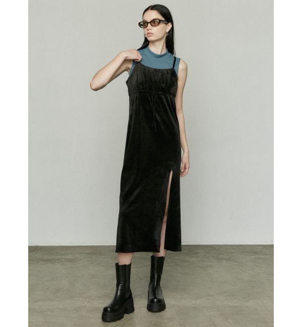 EMODA「ギャザースリットベロアワンピース」|ワンピース|