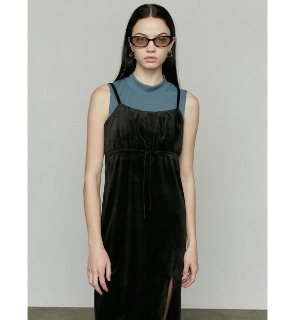 EMODA「ギャザースリットベロアワンピース」|ワンピース|