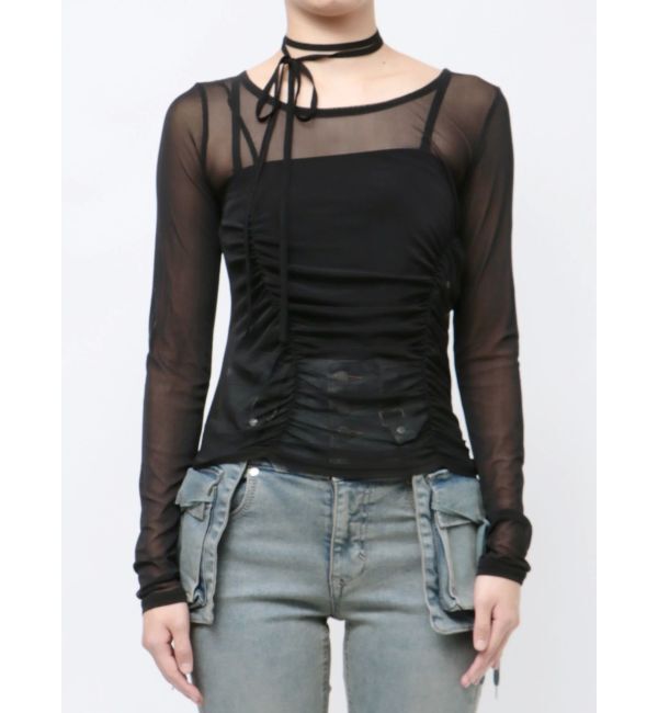 EMODA「チョーカーリボンシアートップ」|Tシャツ・カットソー|