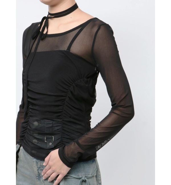 EMODA「チョーカーリボンシアートップ」|Tシャツ・カットソー|