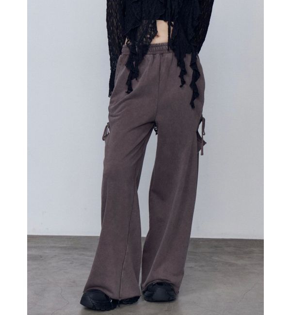 EMODA「カットリボンブリーチスウェットパンツ」|その他|ブラウン