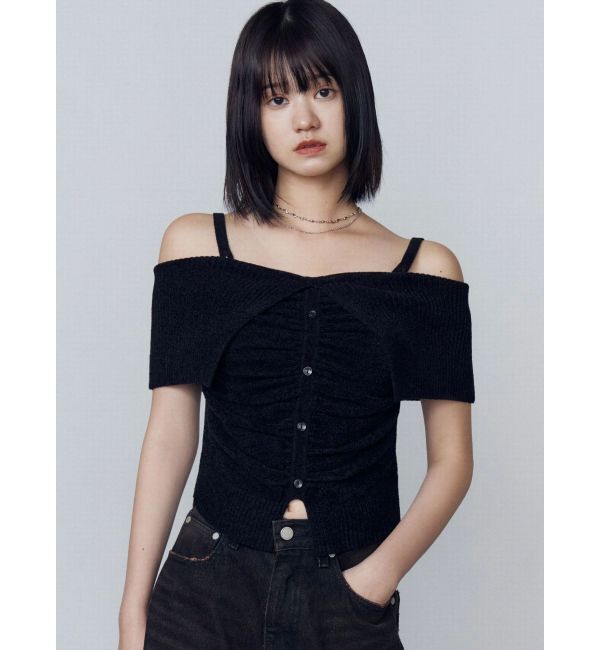 EMODA「フロントボタンオフショルダーニット」|ニット・セーター|