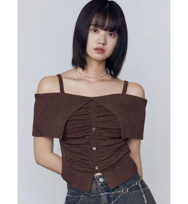 EMODA「フロントボタンオフショルダーニット」|ニット・セーター|