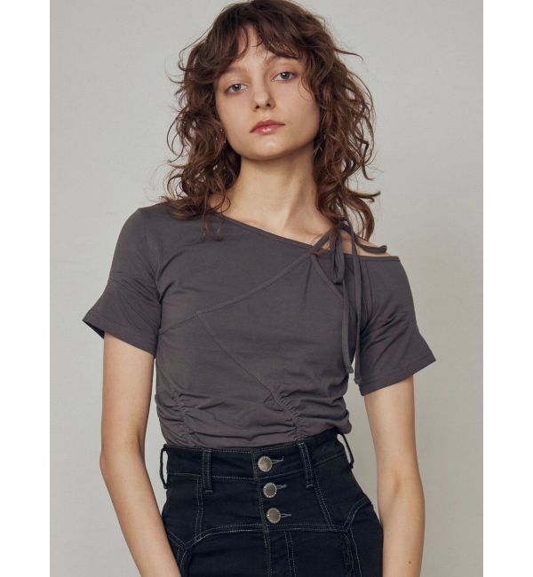 EMODA「アシンメトリーギャザーレイヤートップ」|Tシャツ・カットソー|