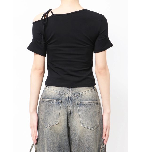 EMODA「アシンメトリーギャザーレイヤートップ」|Tシャツ・カットソー|