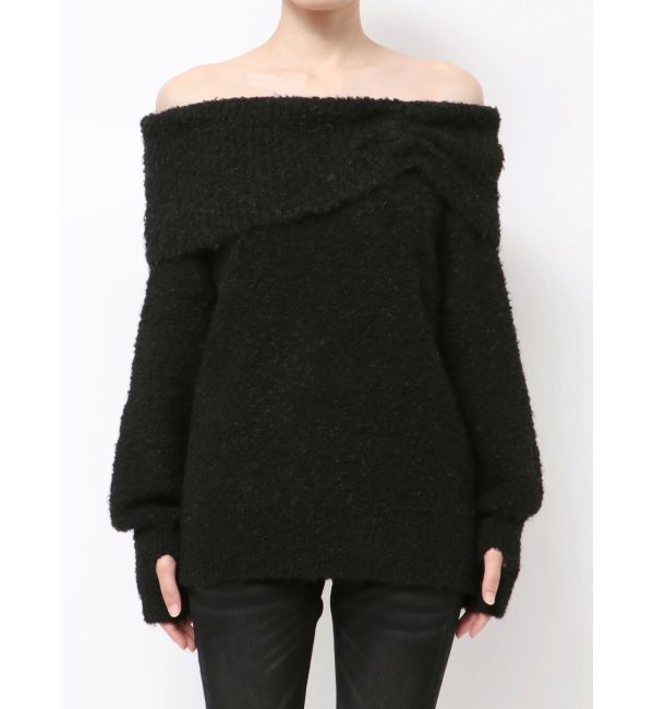 EMODA「TUCK OFF SHOULDER KNIT」|ニット・セーター|ブラック