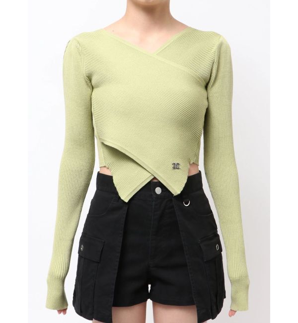 EMODA「ワイドクロスクロップドニット」|ニット・セーター|ライム