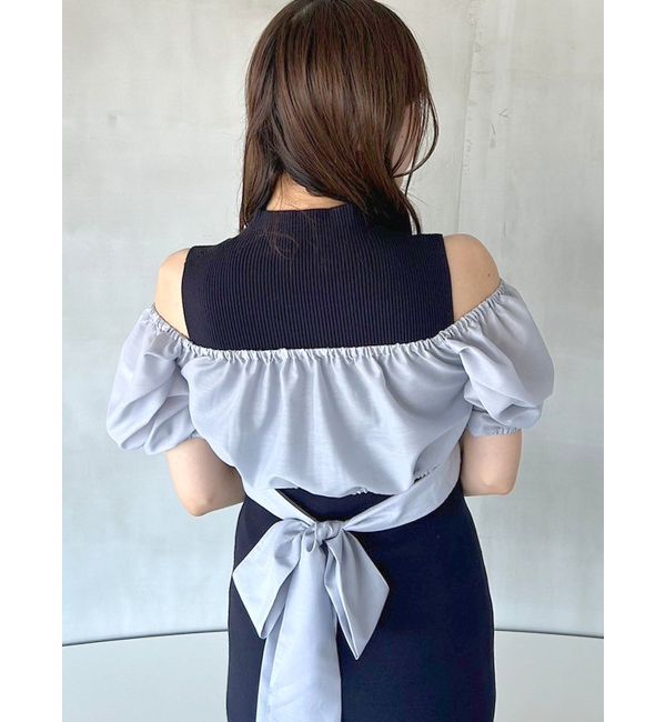 MERCURYDUO「異素材ドッキングナローニットワンピース」|ワンピース|