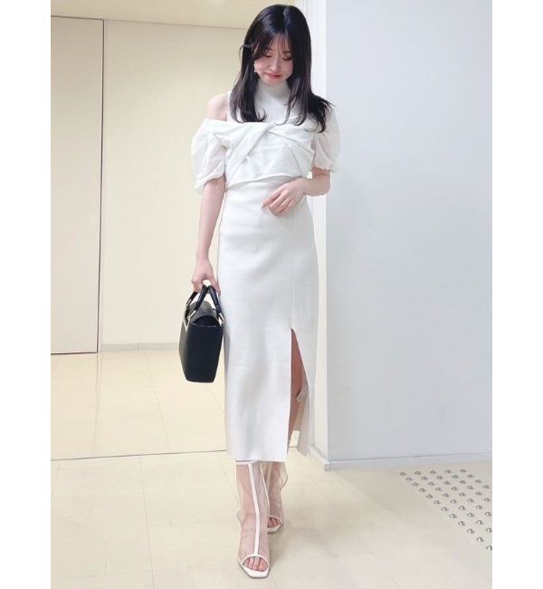 MERCURYDUO「異素材ドッキングナローニットワンピース」|ワンピース|