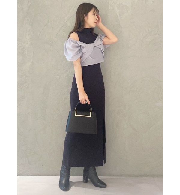 MERCURYDUO「異素材ドッキングナローニットワンピース」|ワンピース|