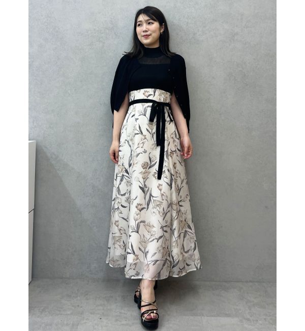 MERCURYDUO「シアーノースリニット花柄ドッキングワンピース」|ワンピース|