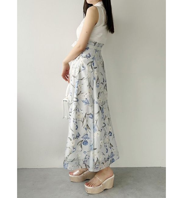 MERCURYDUO「シアーノースリニット花柄ドッキングワンピース」|ワンピース|