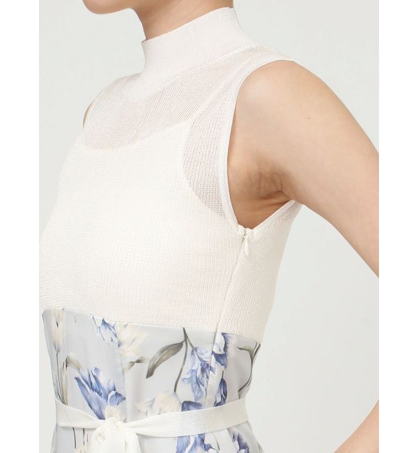 MERCURYDUO「シアーノースリニット花柄ドッキングワンピース」|ワンピース|