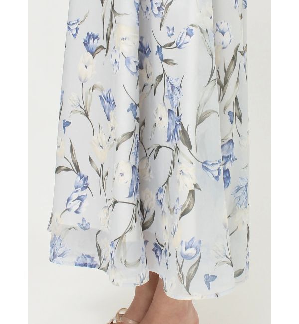 MERCURYDUO「シアーノースリニット花柄ドッキングワンピース」|ワンピース|