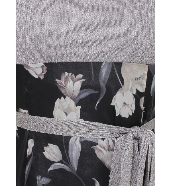 MERCURYDUO「シアーノースリニット花柄ドッキングワンピース」|ワンピース|